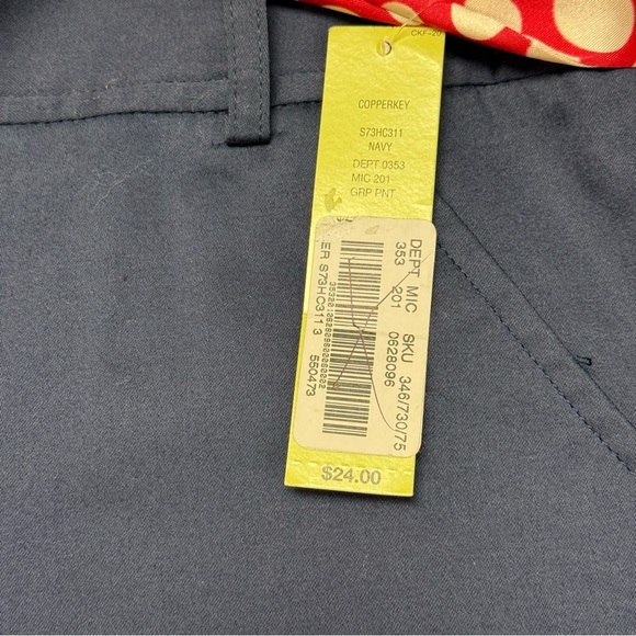 NWT Copper Key Navy Cotton Capri Pants w/ Red Cream Polka Dot Sash - Size 7 - Picture 14 of 15